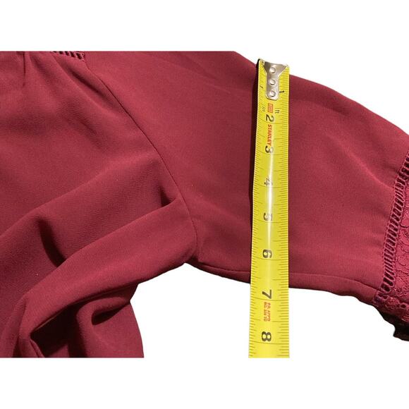 Aakaa Blouse Size M Red Color Long Sleeve Lightweight - Picture 11 of 11